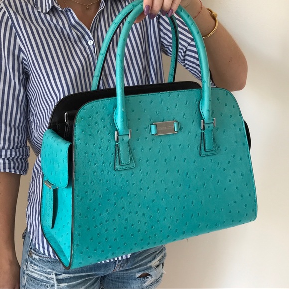Michael KORS turquoise Gia ostrich satchel - Picture 4 of 8